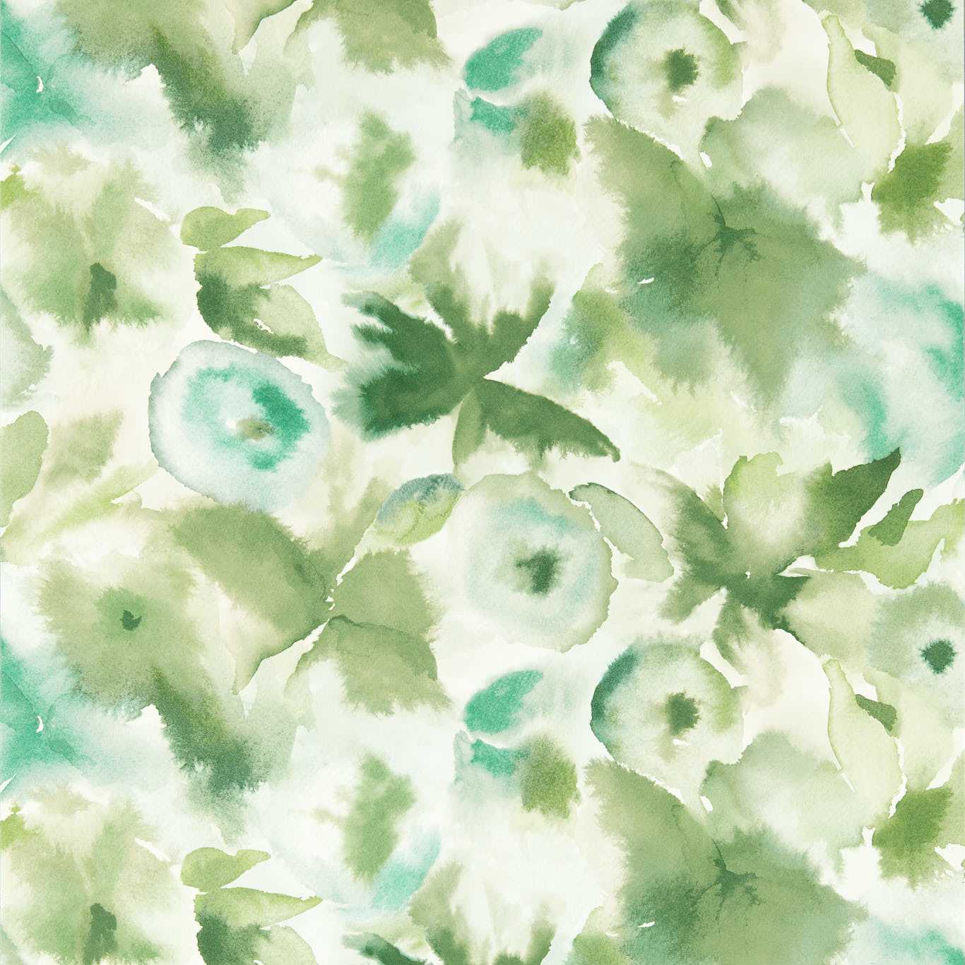 Flores Wide Width Clover/Kelly/Aqua Wallpaper by HAR