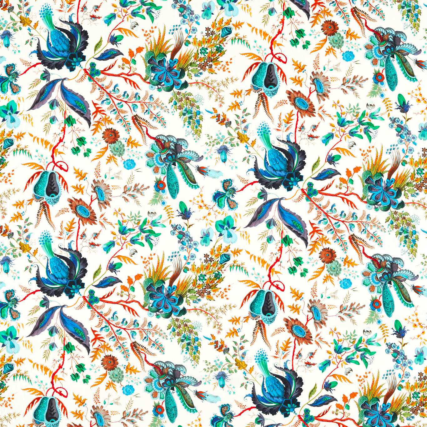 Wonderland Floral Lapis/Emerald/Carnelian Fabric by HAR