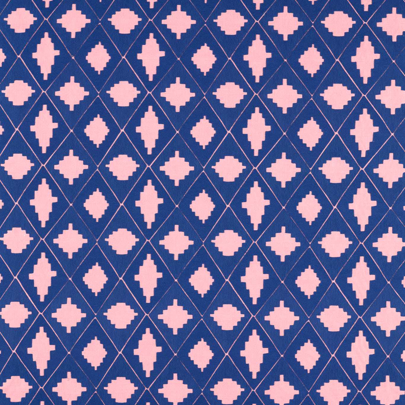 Garden Terrace Lapis/Rose Fabric by HAR