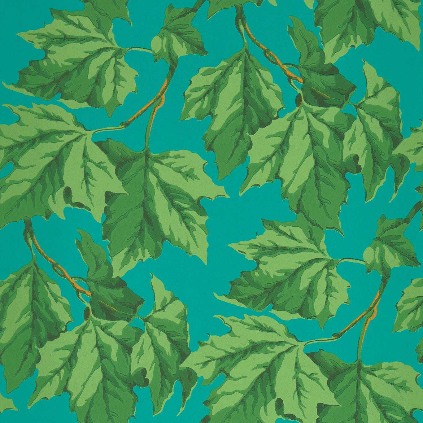 Dappled Leaf Emerald/Teal Wallpaper by HAR