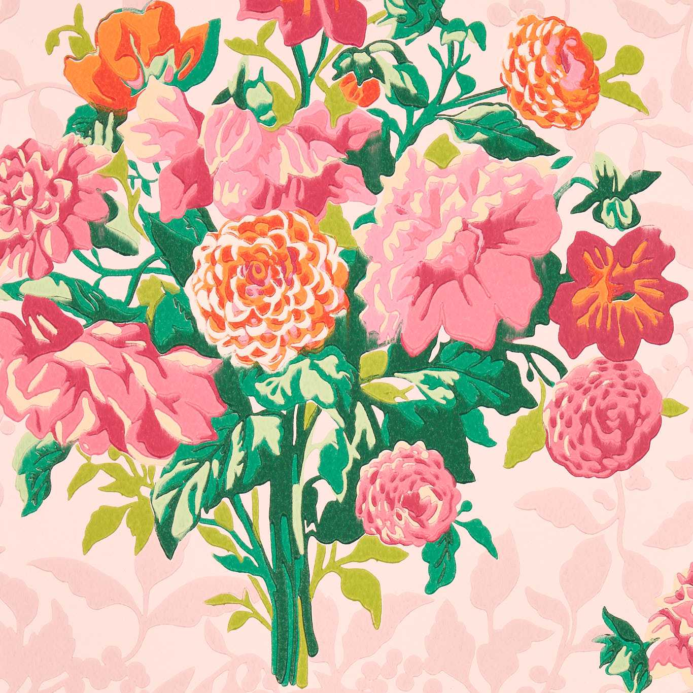 Dahlia Bunch Rose Quartz/Spinel Wallpaper by HAR