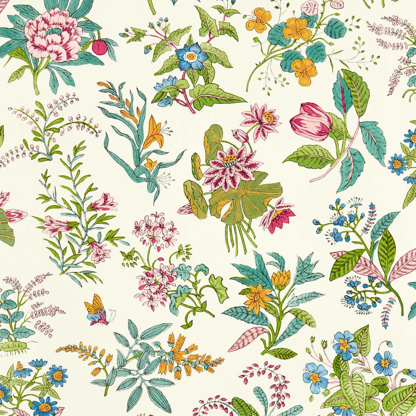 Woodland Floral Peridot/Ruby/Pearl Wallpaper by HAR