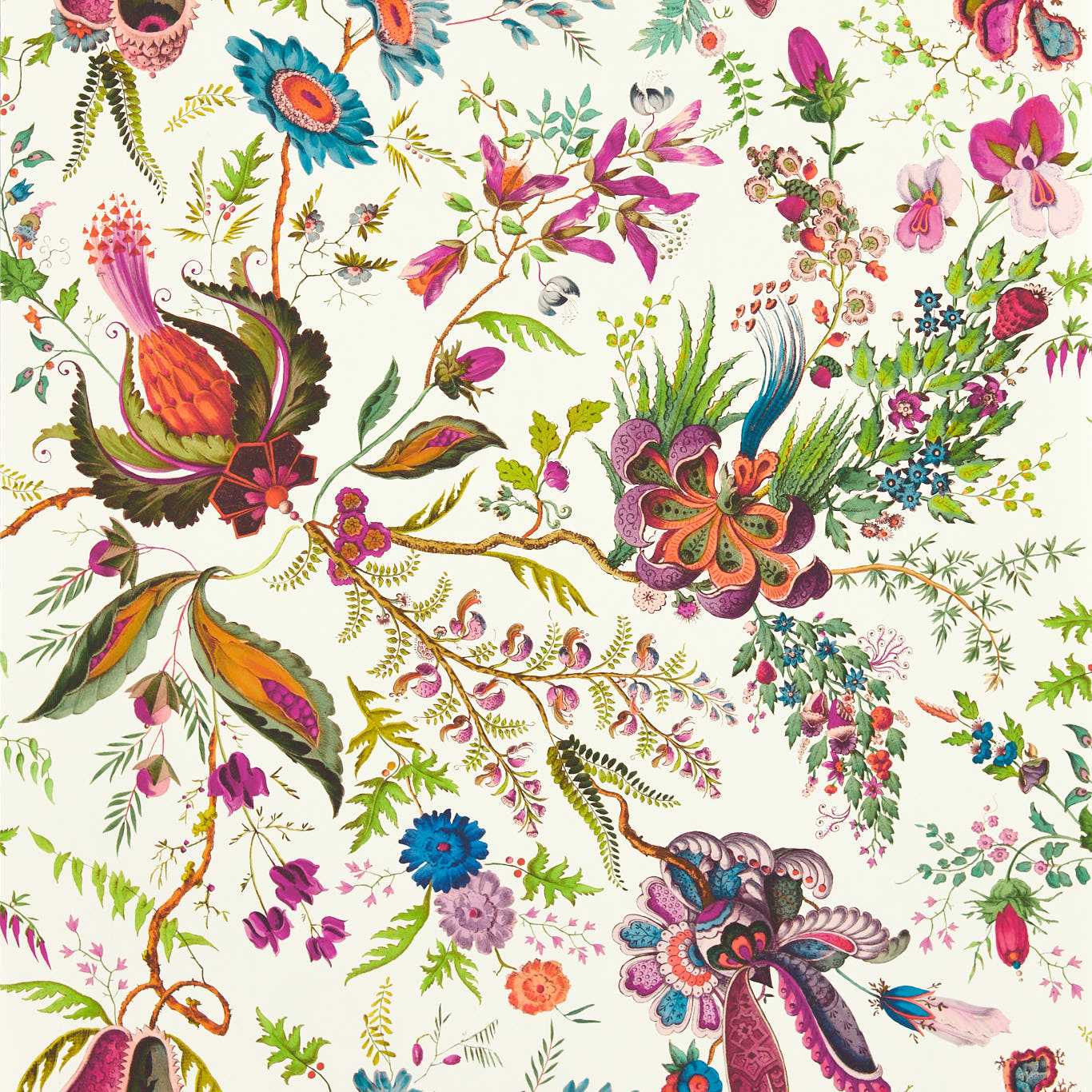 Wonderland Floral Spinel/Peridot/Pearl Wallpaper by HAR