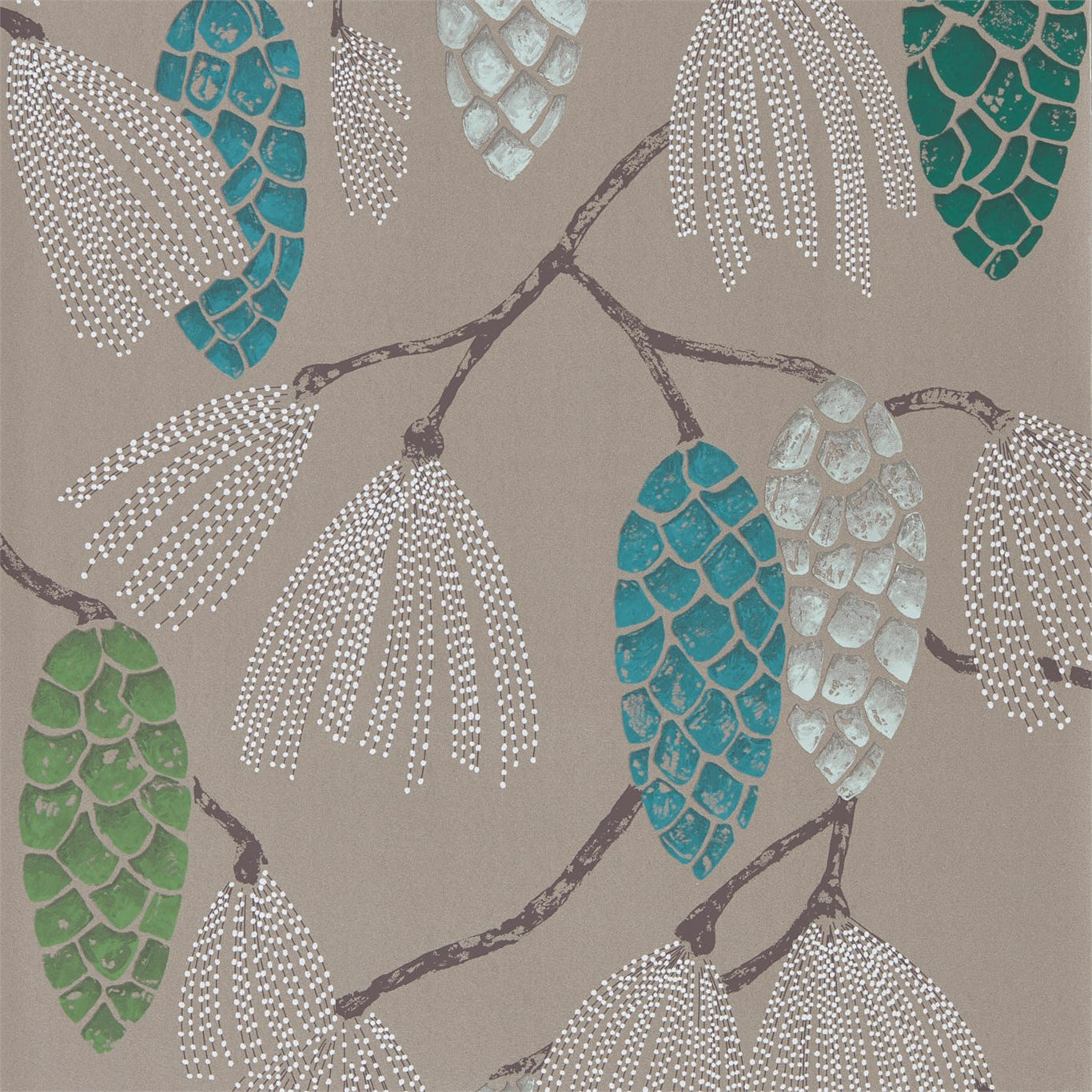 Epitome Turquoise / Pea / Gilver Wallpaper by HAR