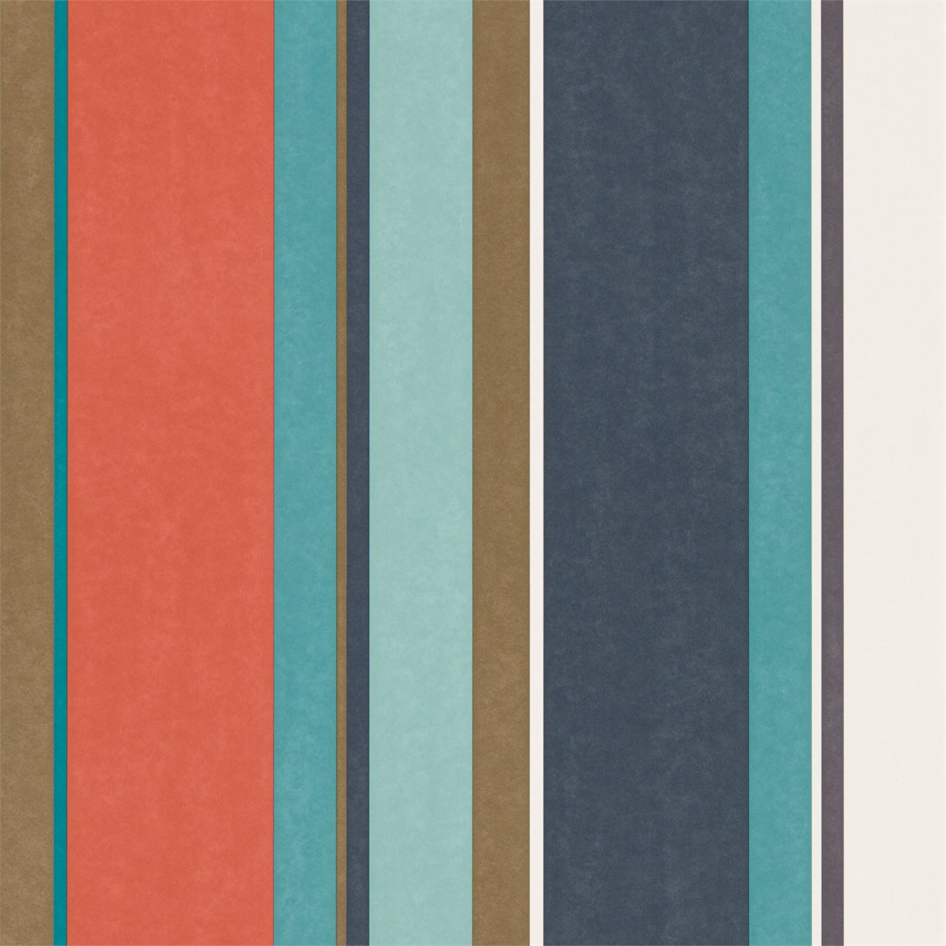Bella Stripe Coral / Gold / Turquoise Wallpaper by HAR