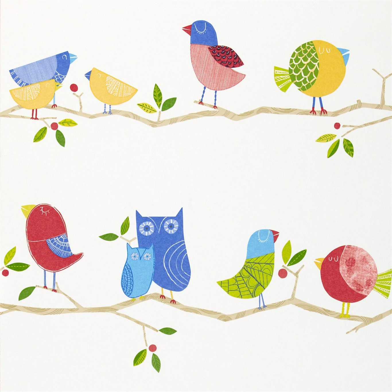 What A Hoot Marine Strawberry Apple and Natural Wallpaper by HAR