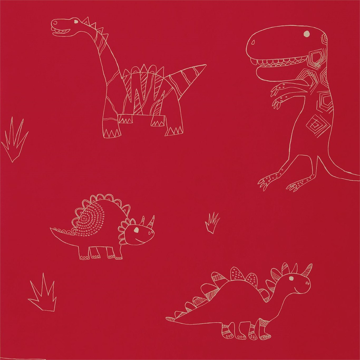 Jolly Jurassic Gold and Strawberry Wallpaper by HAR