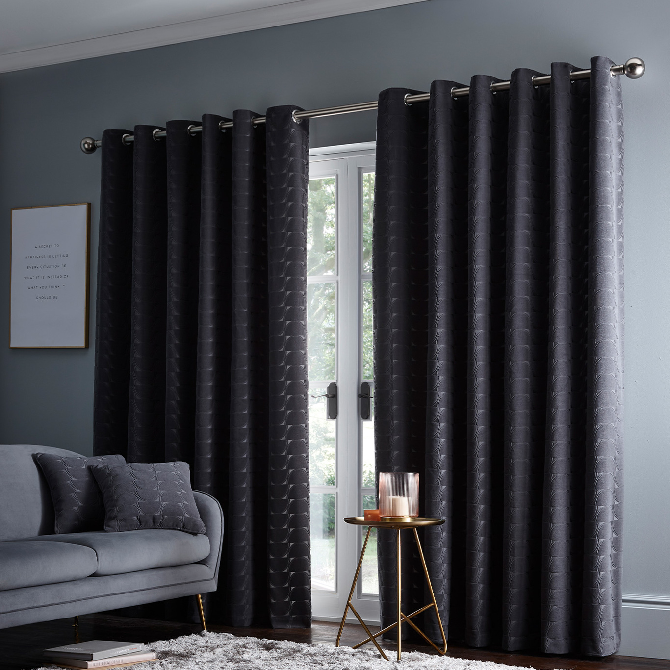 Lucca Curtain Charcoal Curtains by STG