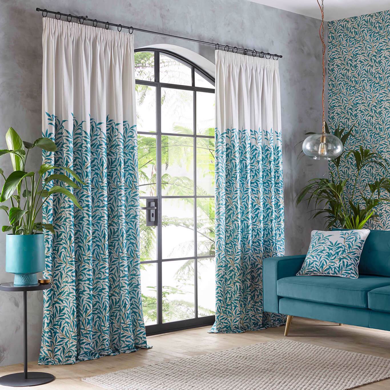 Willow Boughs Teal Curtains by CNC