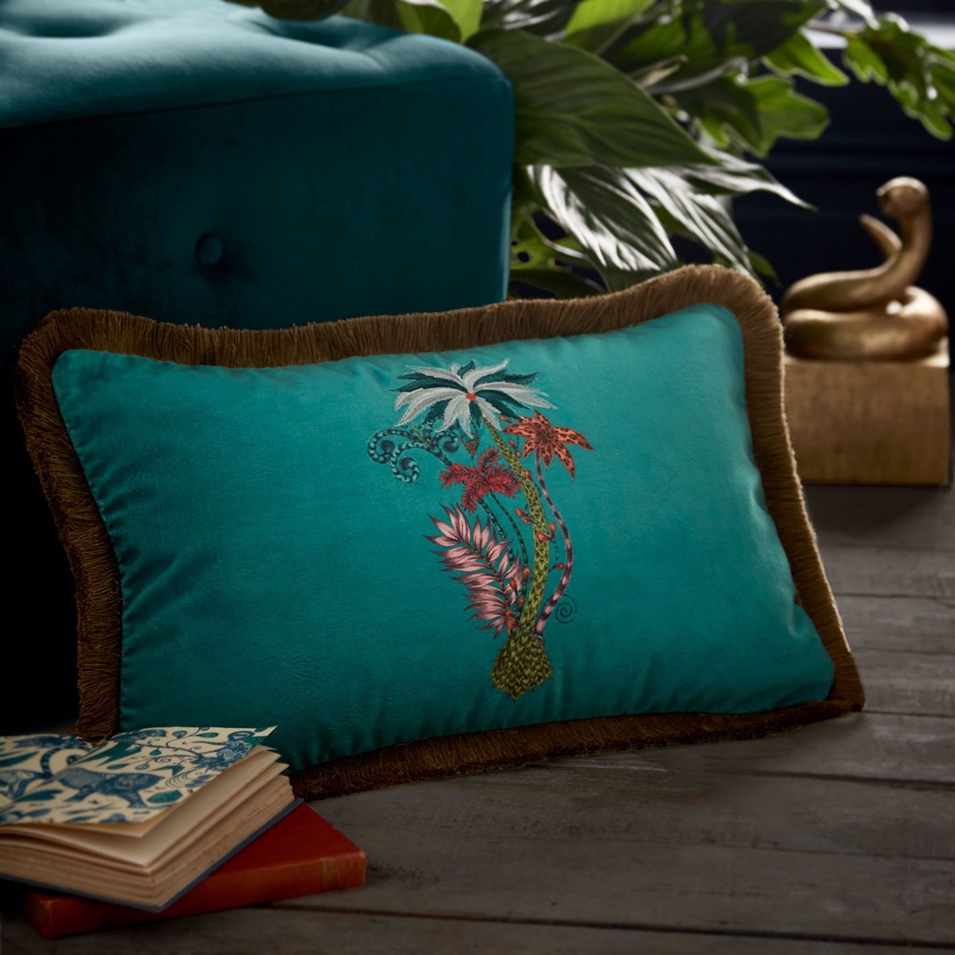 Jungle Palms Rectangle Cushion Teal Bedding by CNC