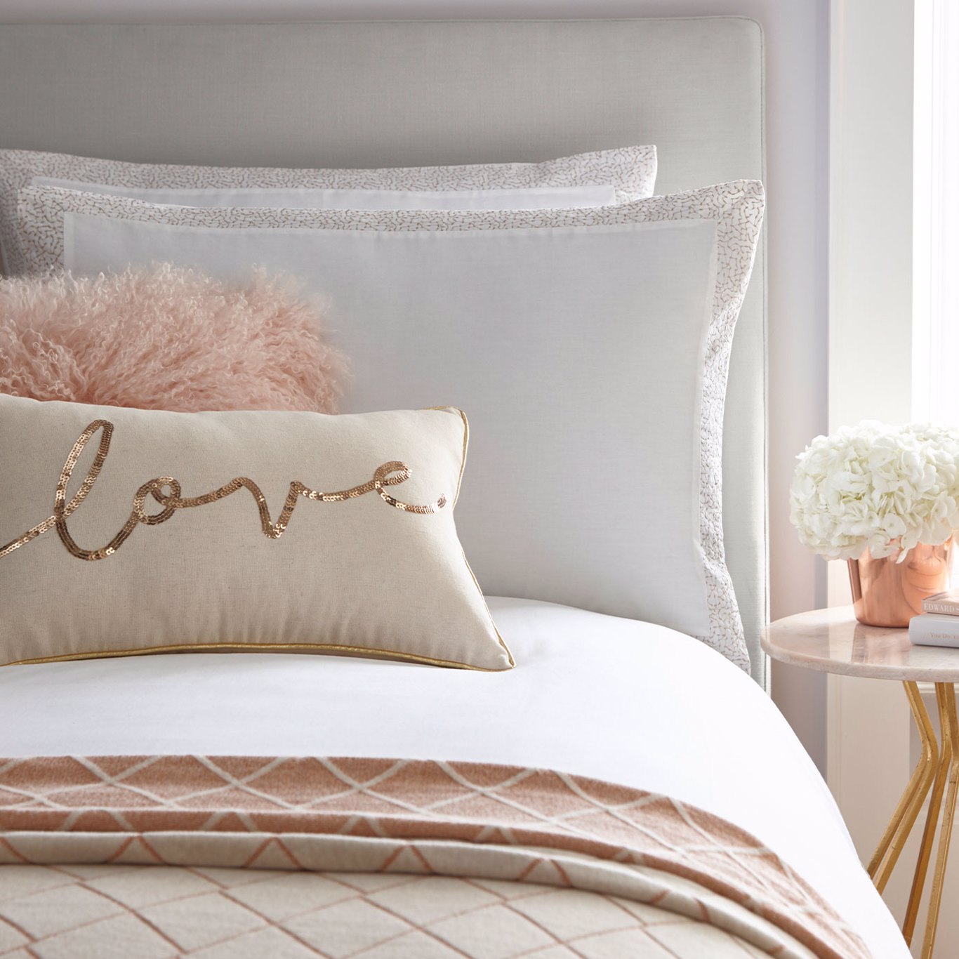 Amber Pillowcase Pair Rose Gold Bedding by TDA