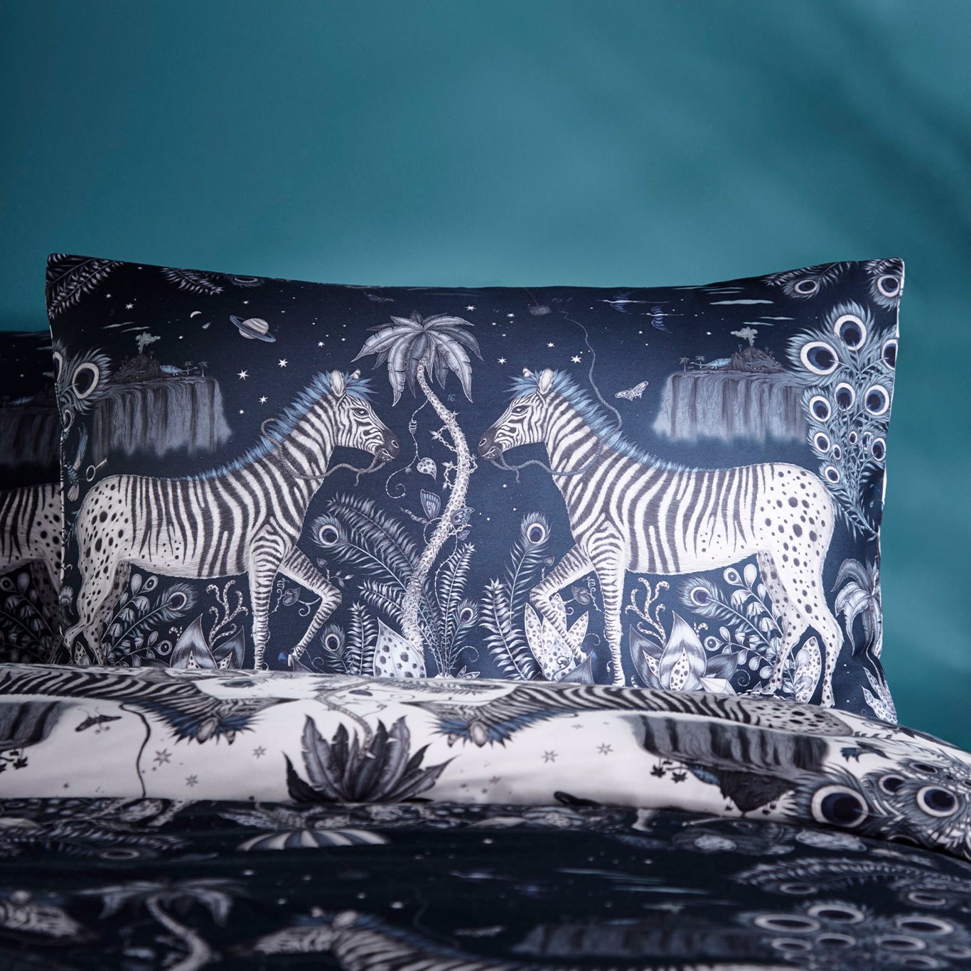 Lost World Standard Pillowcase Navy Bedding by CNC