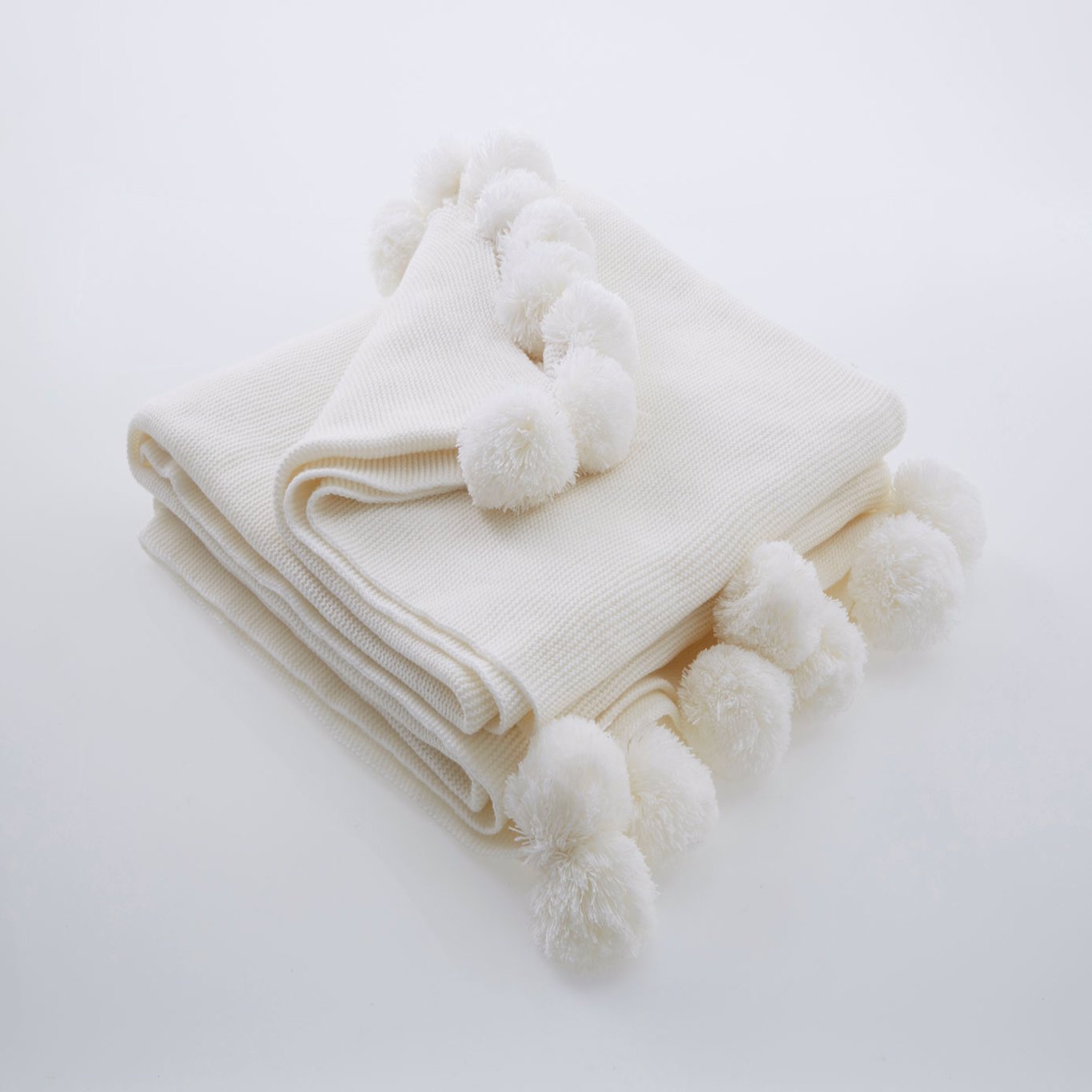 Pom Pom Throw Ivory Bedding Clarke & Clarke by Sanderson Design