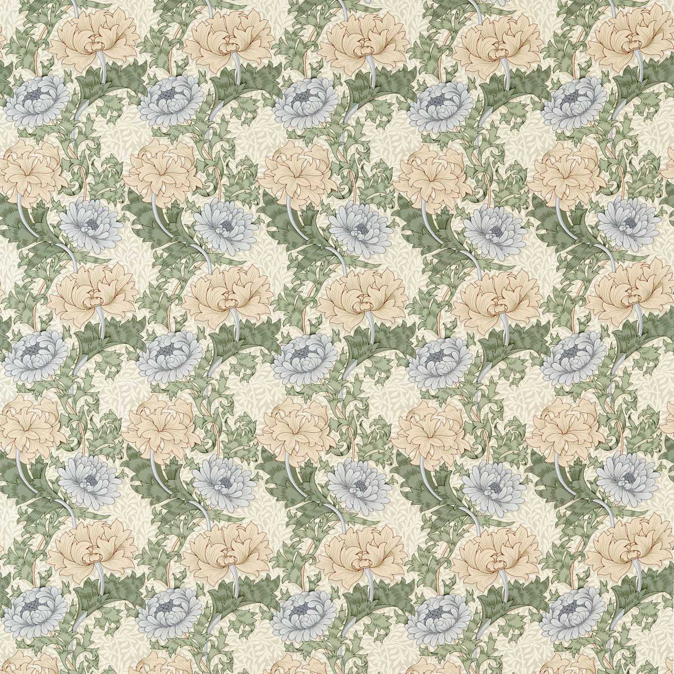 Chrysanthemum Mineral/Cream Fabric by MOR