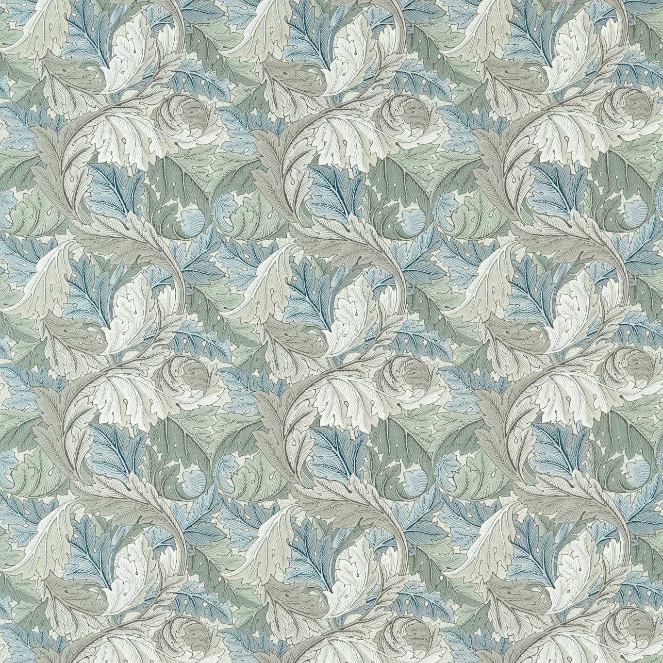 Acanthus Mineral Blue/Linen Fabric by MOR