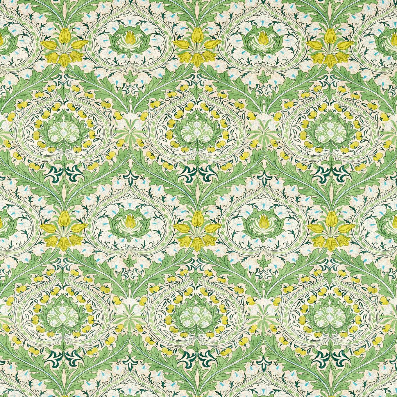Merton Leaf Green/Sky Fabric by MOR