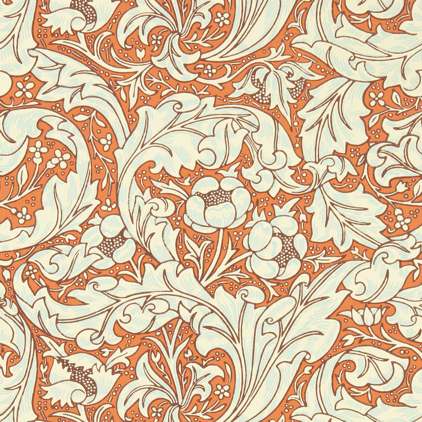 Bachelors Button Burnt Orange/Sky Wallpaper by MOR