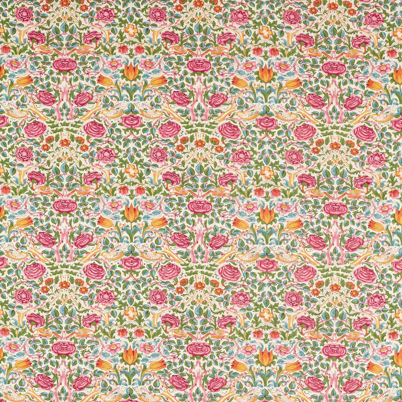 Rose Bough’s Green/Rose Fabric by MOR