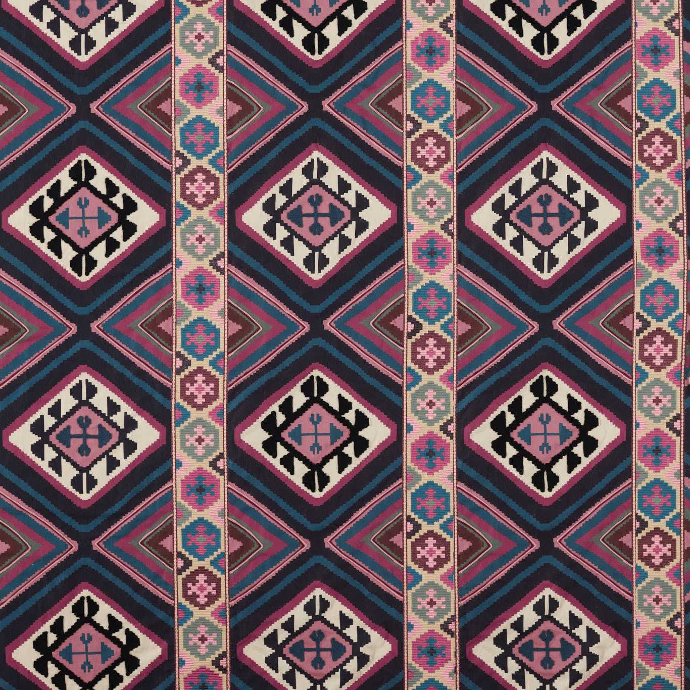 Dorothy's Kilim Barbed Berry/Indigo Fabric by MOR