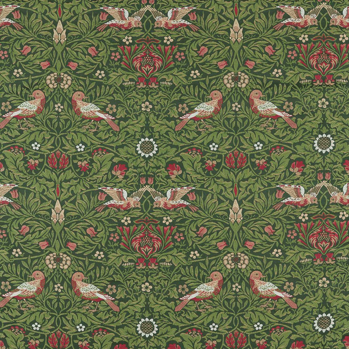 Bird Tapestry Tump Green Fabric by MOR