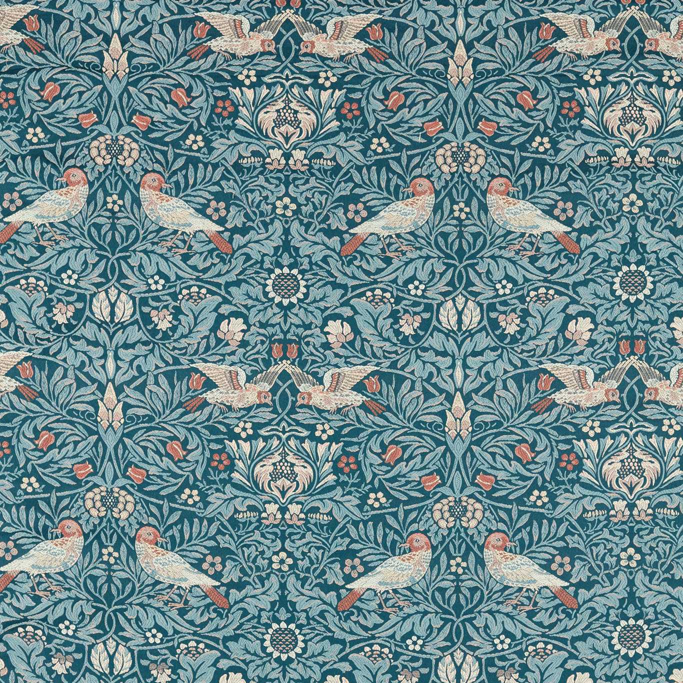 Bird Tapestry Webb's Blue Fabric by MOR