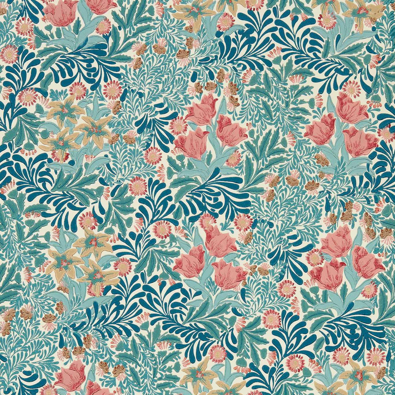 Bower Indigo/Barbed Berry Wallpaper by MOR