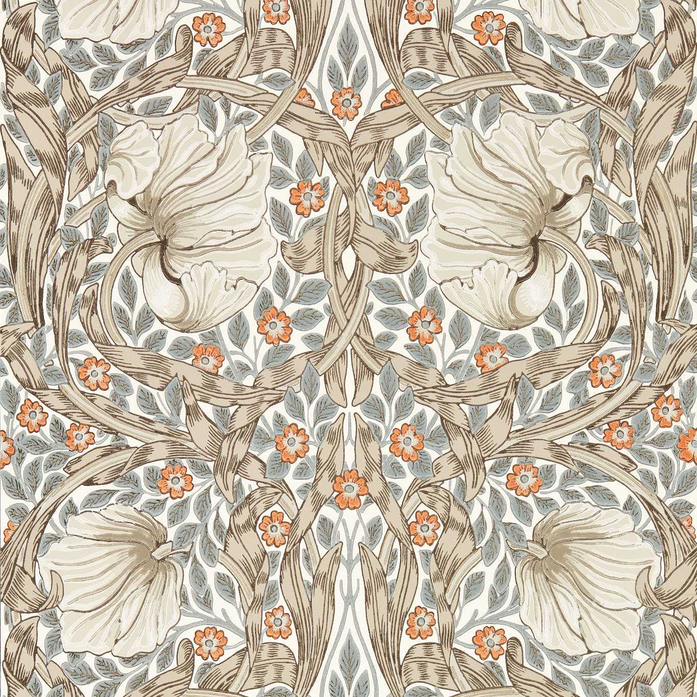 Pimpernel Linen/Coral Wallpaper by MOR