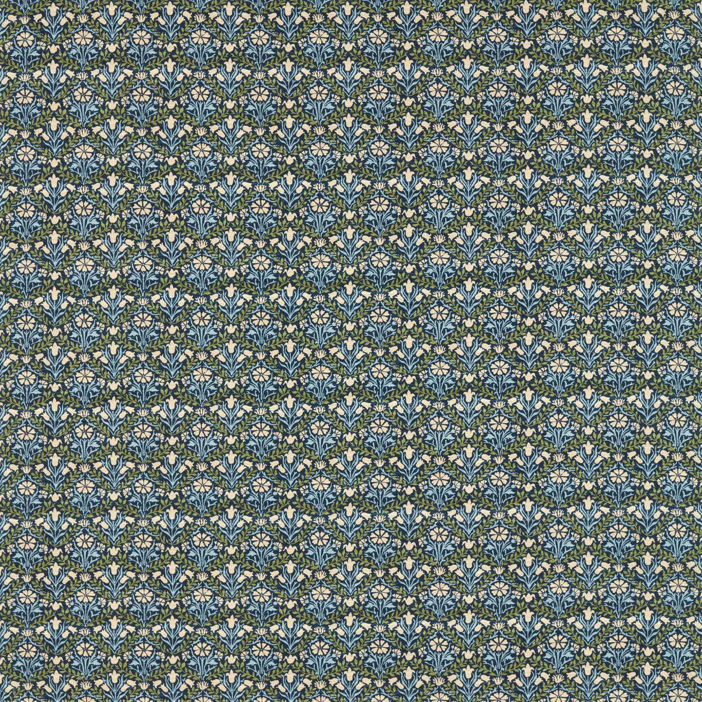 Bellflowers Indigo/Thyme Fabric by MOR