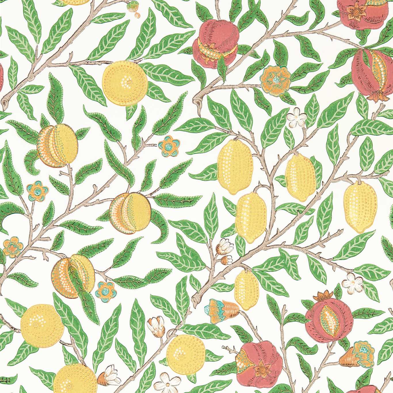 Fruit Leaf Green/Madder Wallpaper by MOR