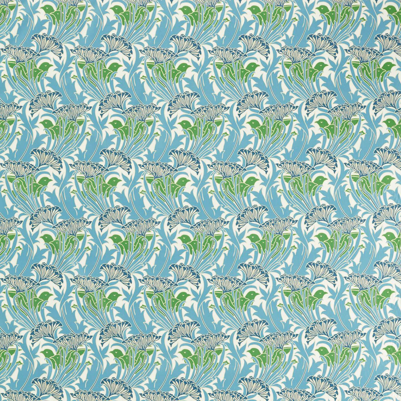 Laceflower Garden Green/Lagoon Fabric by MOR