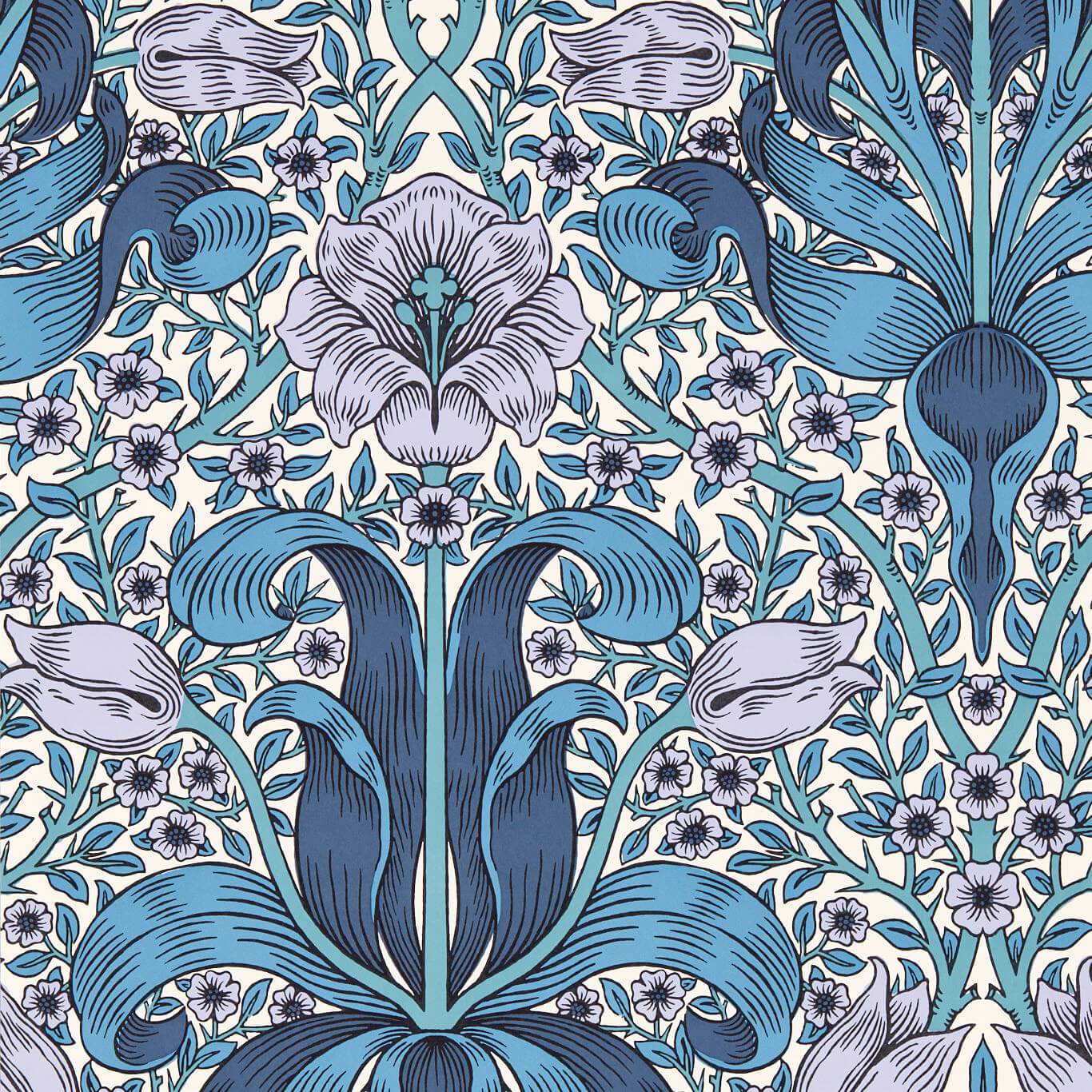 Spring Thicket Indigo/Lilac Wallpaper by MOR