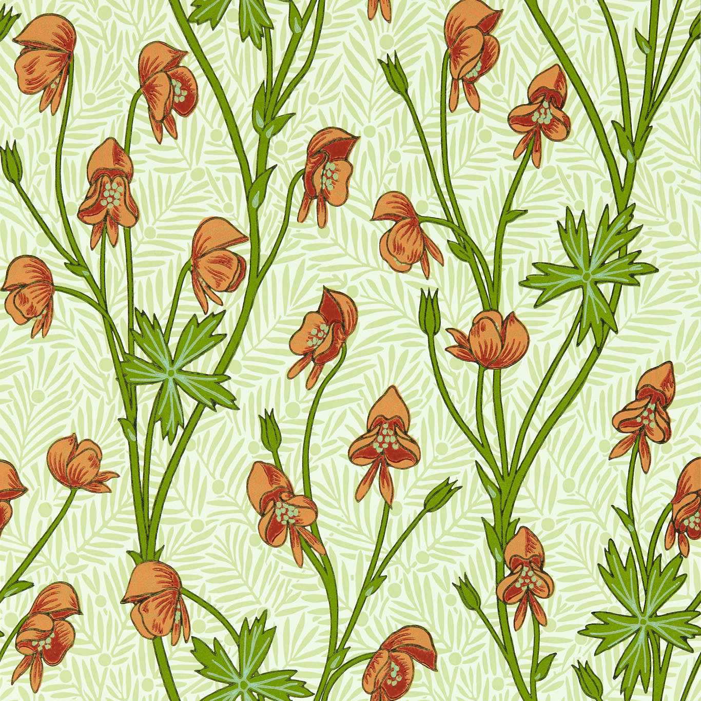 Monkshood Tangerine/Sage Wallpaper by MOR