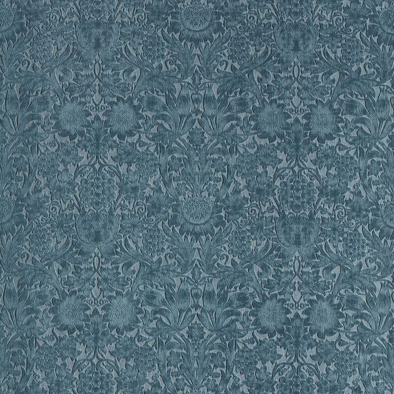Sunflower Caffoy Velvet Webb's blue Fabric by MOR