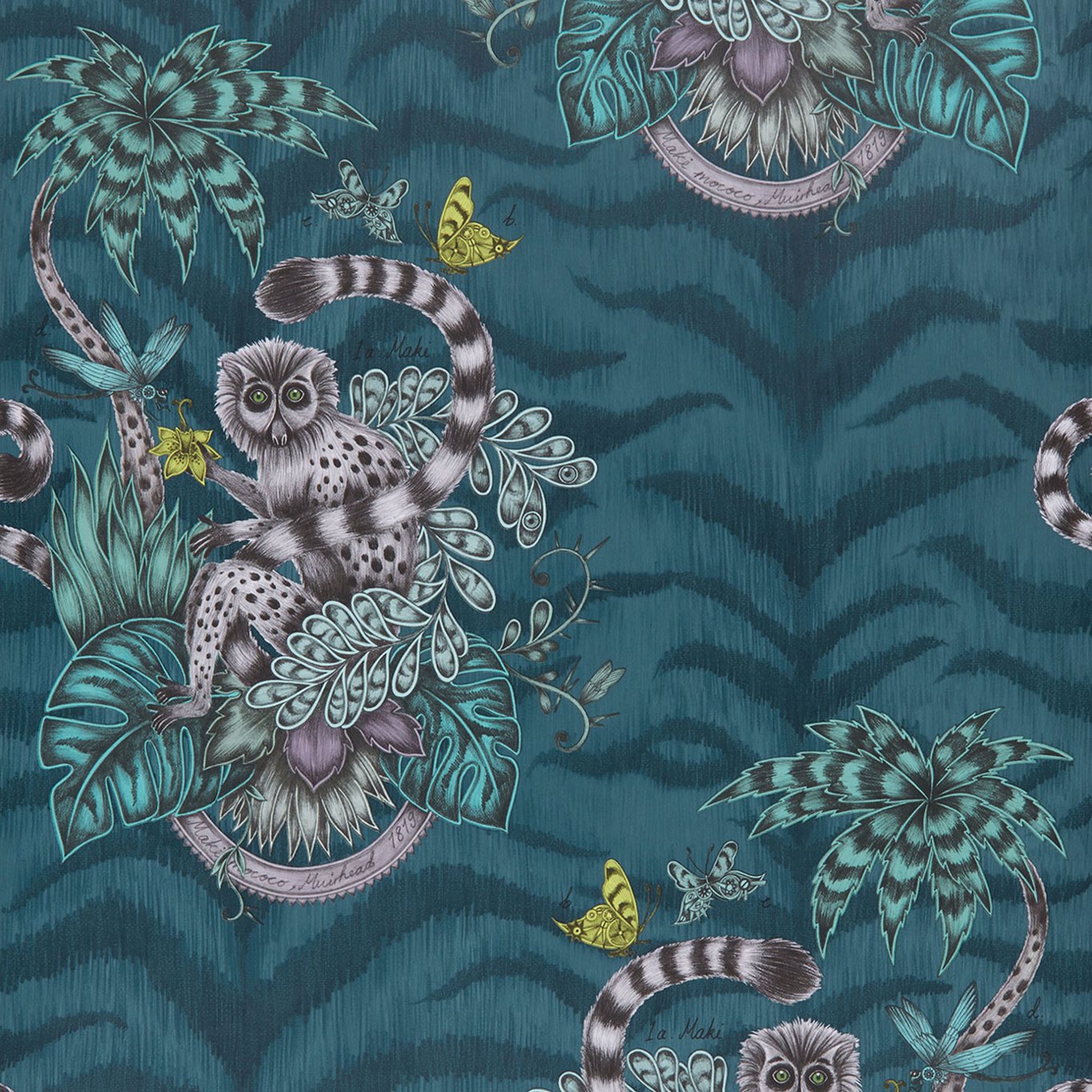Lemur Navy Wallpaper by CNC