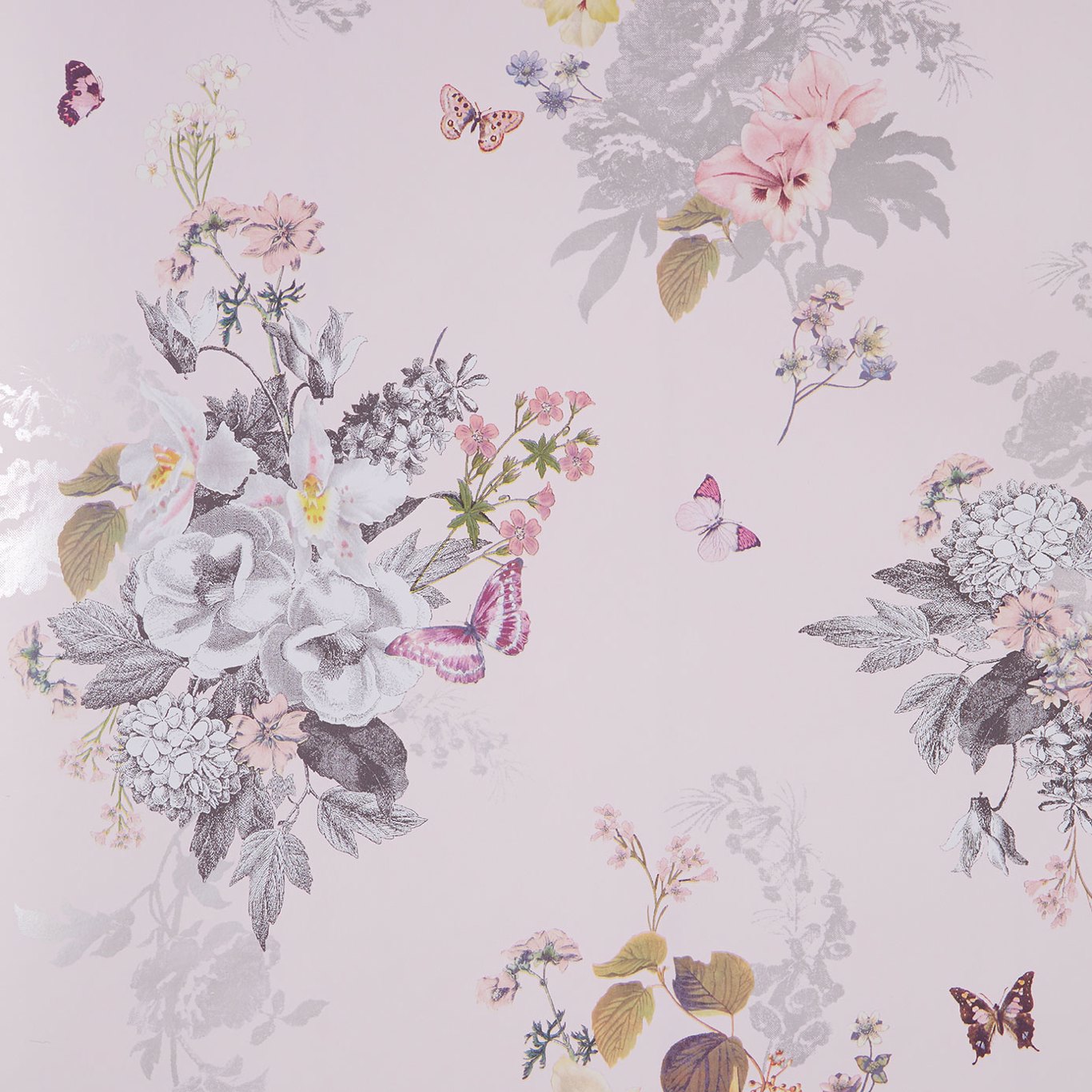 Botanical Bouquet Blush Wallpaper by OAS