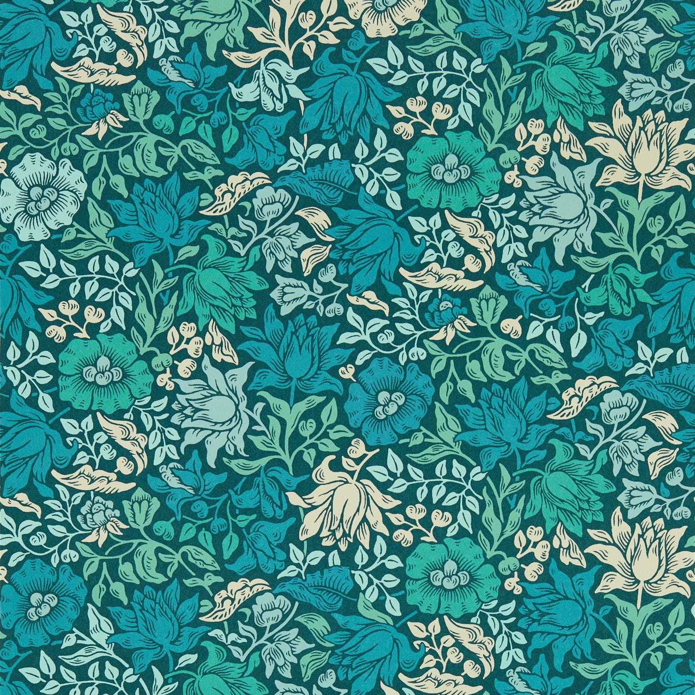 Mallow Teal Wallpaper by CNC