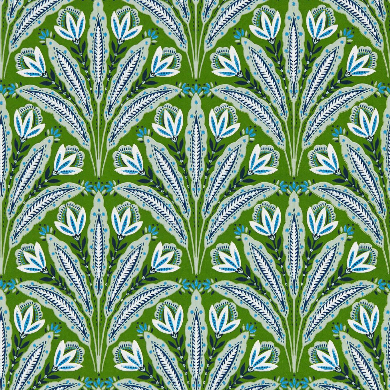 Attingham Cobalt/Green Wallpaper by CNC