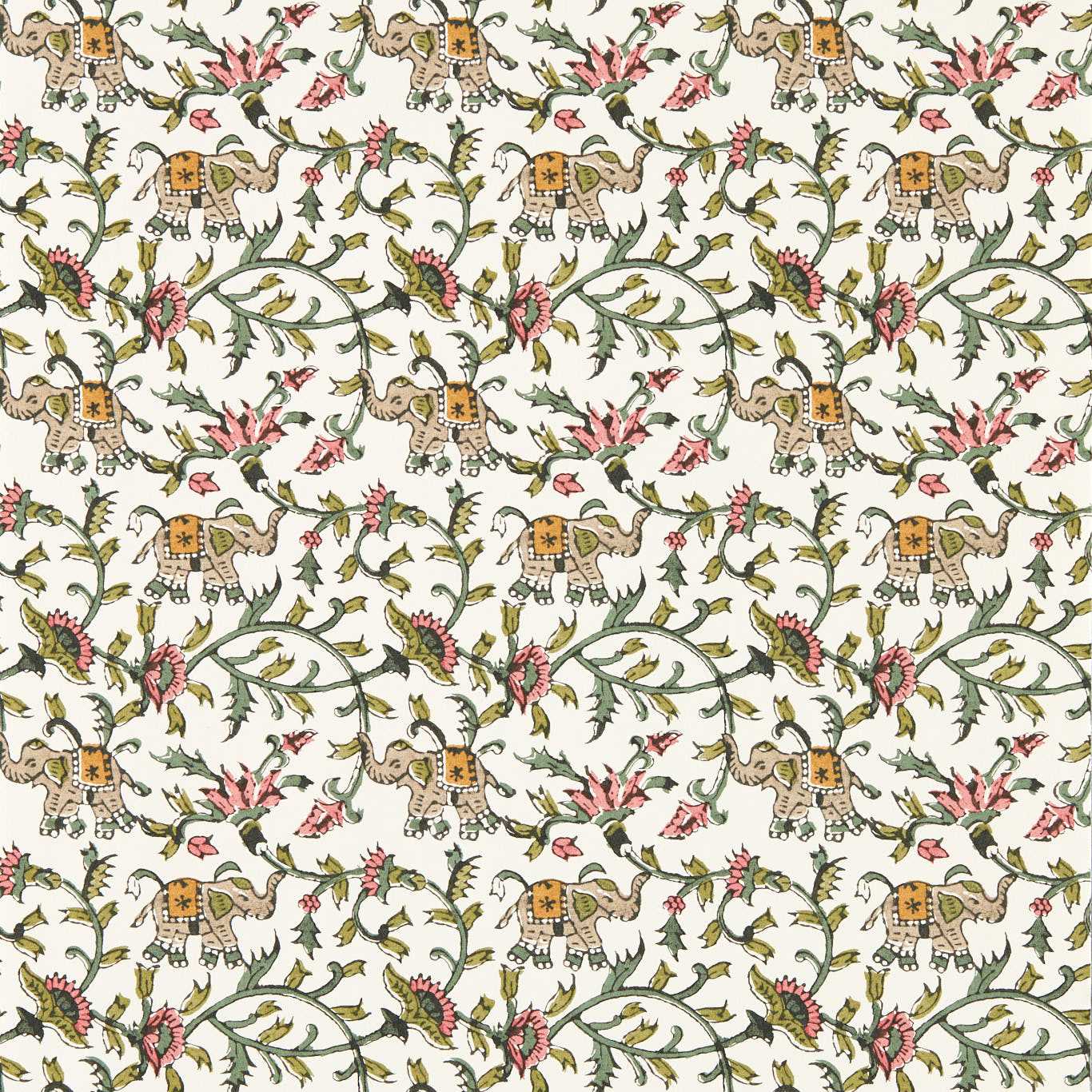 Hathi Sage/Blush Wallpaper by CNC