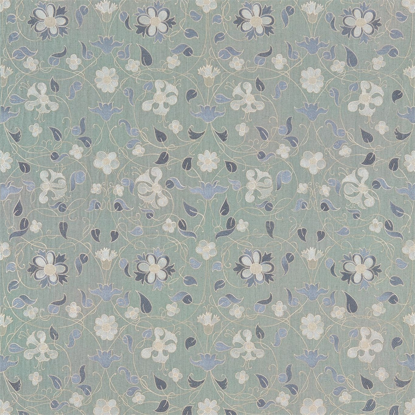Mille Fleurs Norsk Blue Fabric by ZOF
