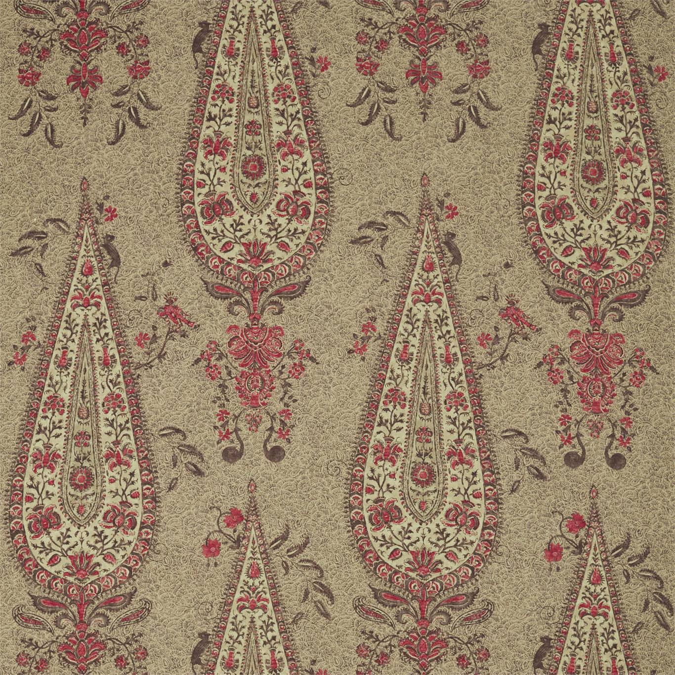 Koyari Paisley Antiquary/Crimson/Linen Fabric by ZOF