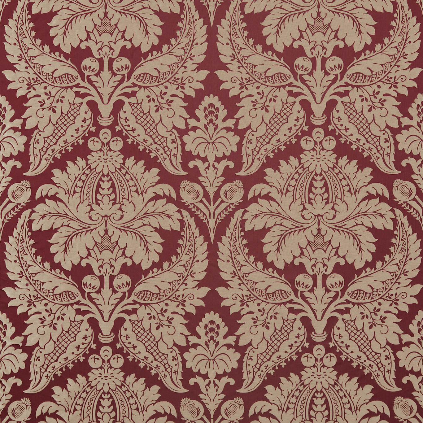 Malmaison Damask Garnet Fabric by ZOF
