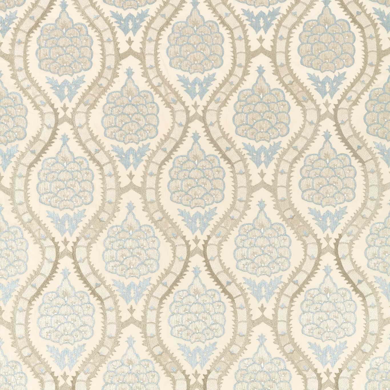 Anar Trellis Stockholm Blue / Platinum Grey Fabric by ZOF