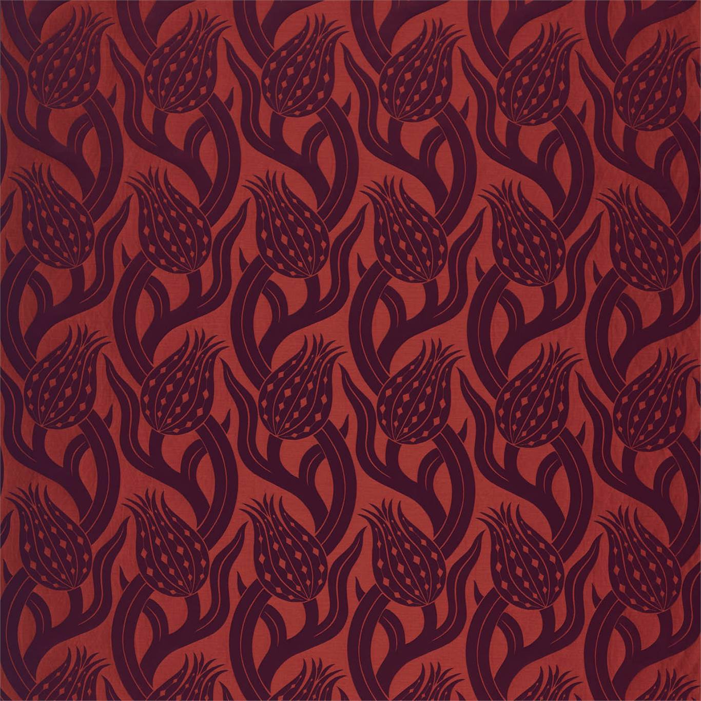 Persian Tulip Weave Crimson Fabric by ZOF