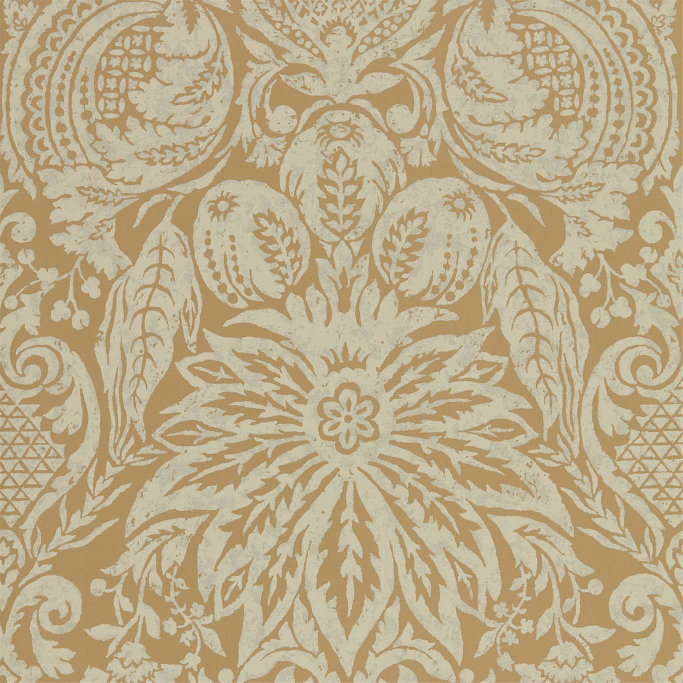 Mitford Damask Antique Gold Wallpaper by ZOF