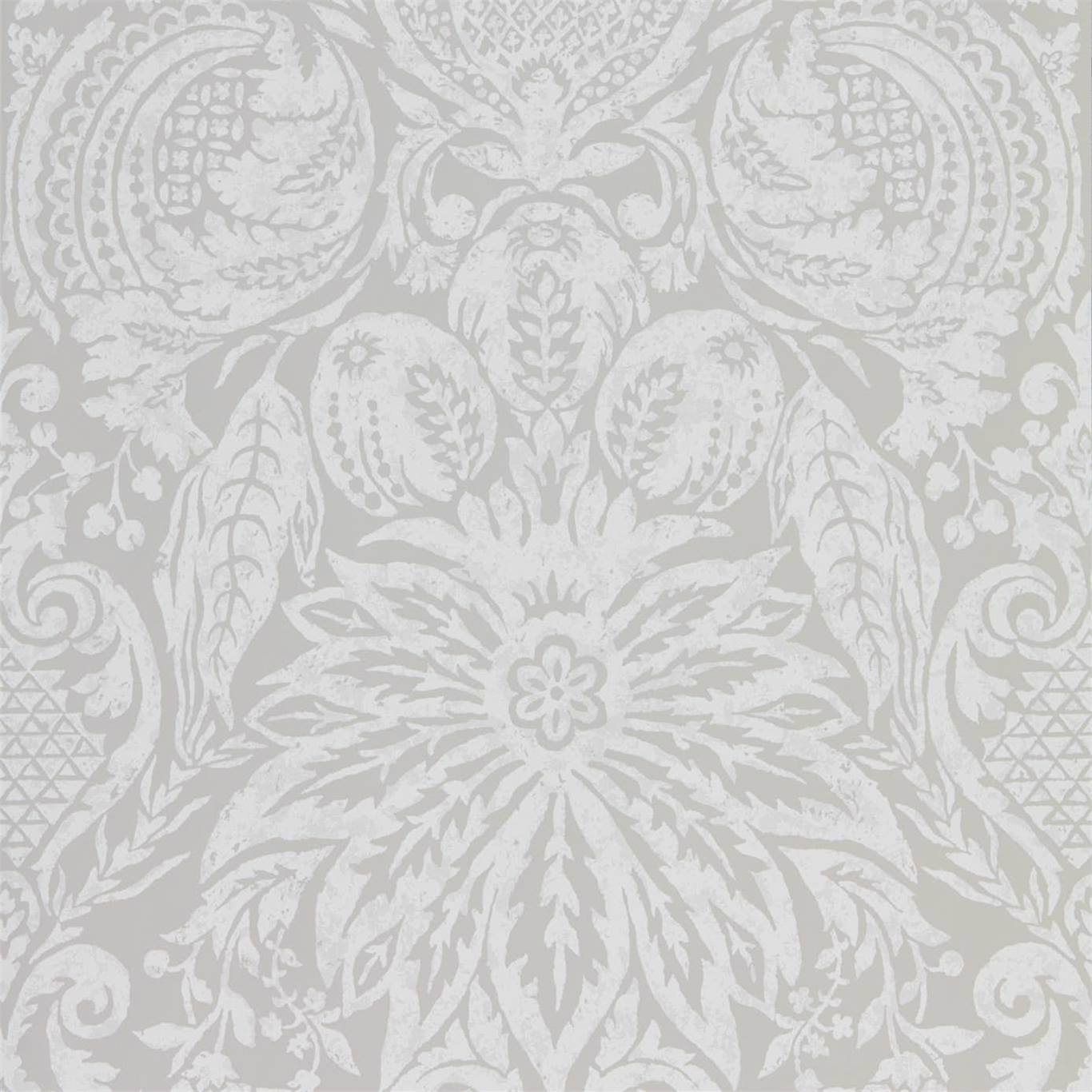 Mitford Damask Platinum Grey Wallpaper by ZOF