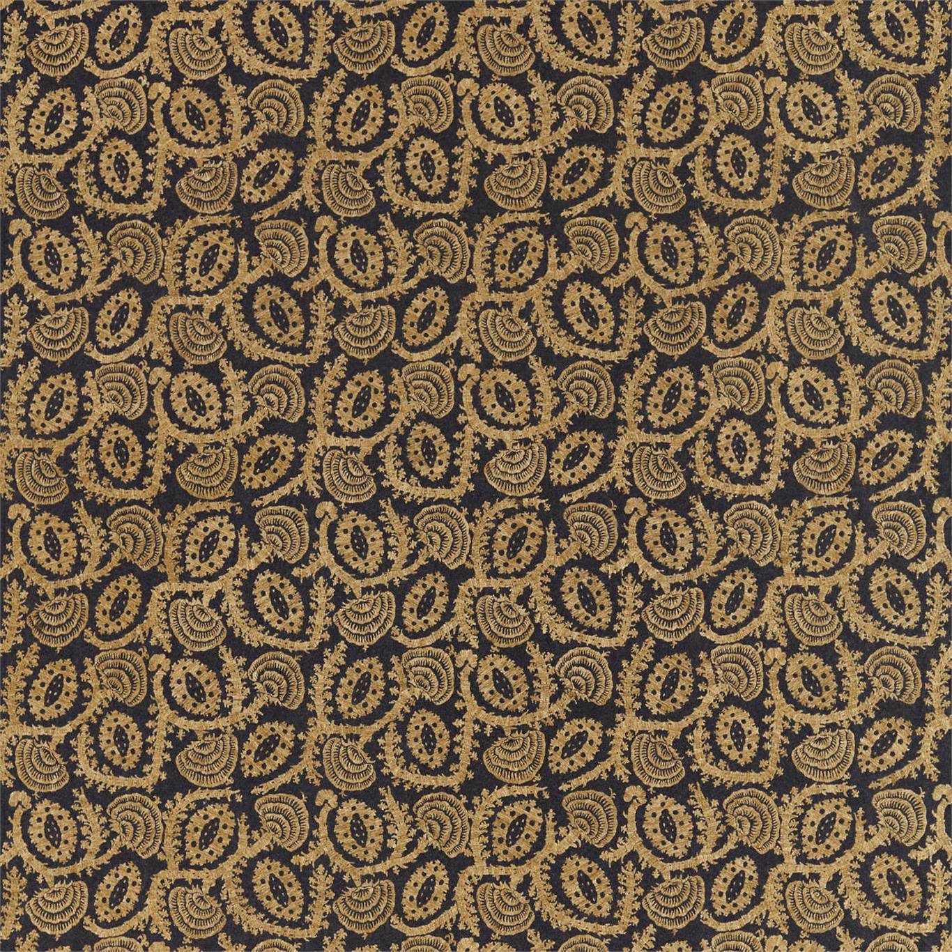 Suzani Embroidery Antique Gold/Vine Black Fabric by ZOF