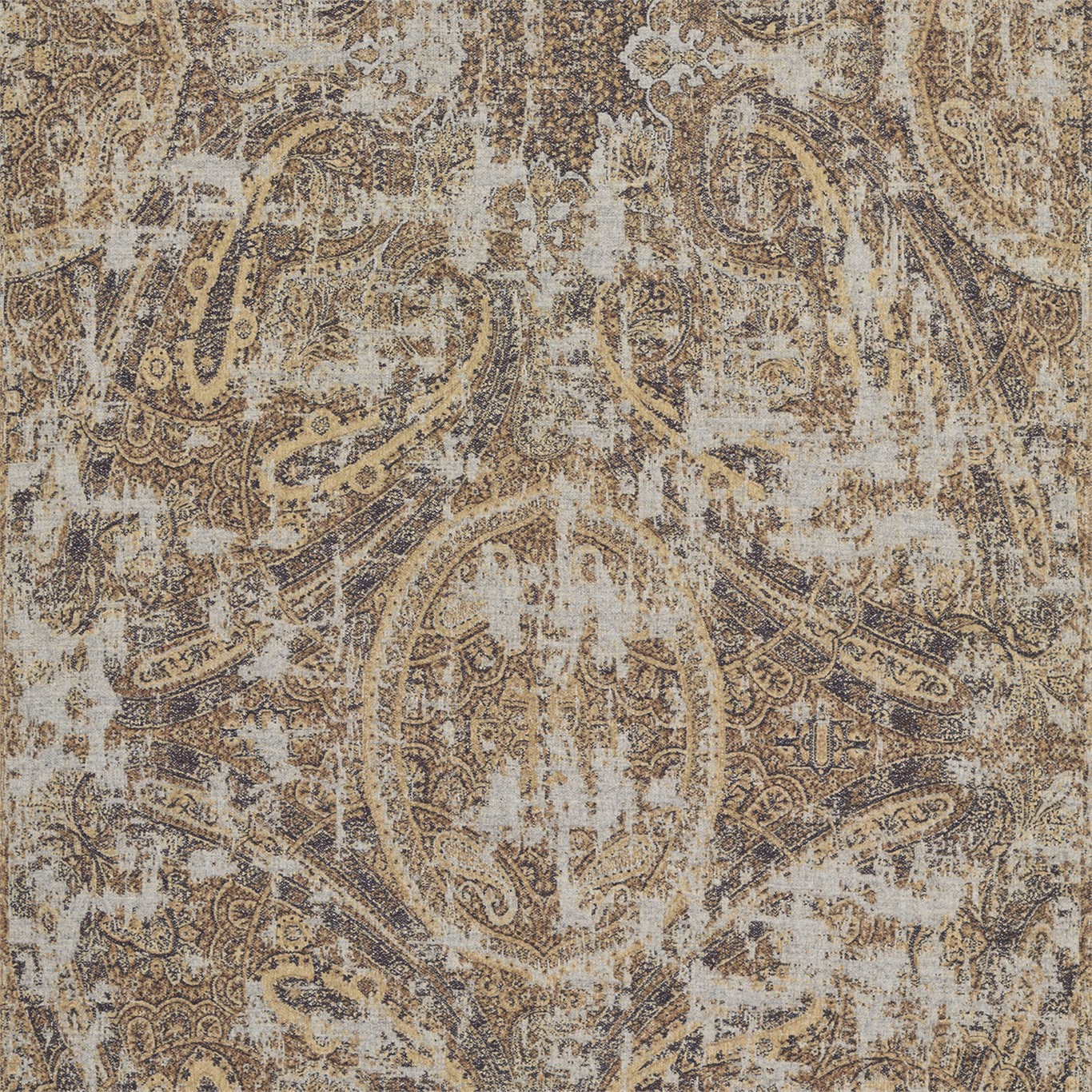 Elswick Paisley Blue Umber Fabric by ZOF