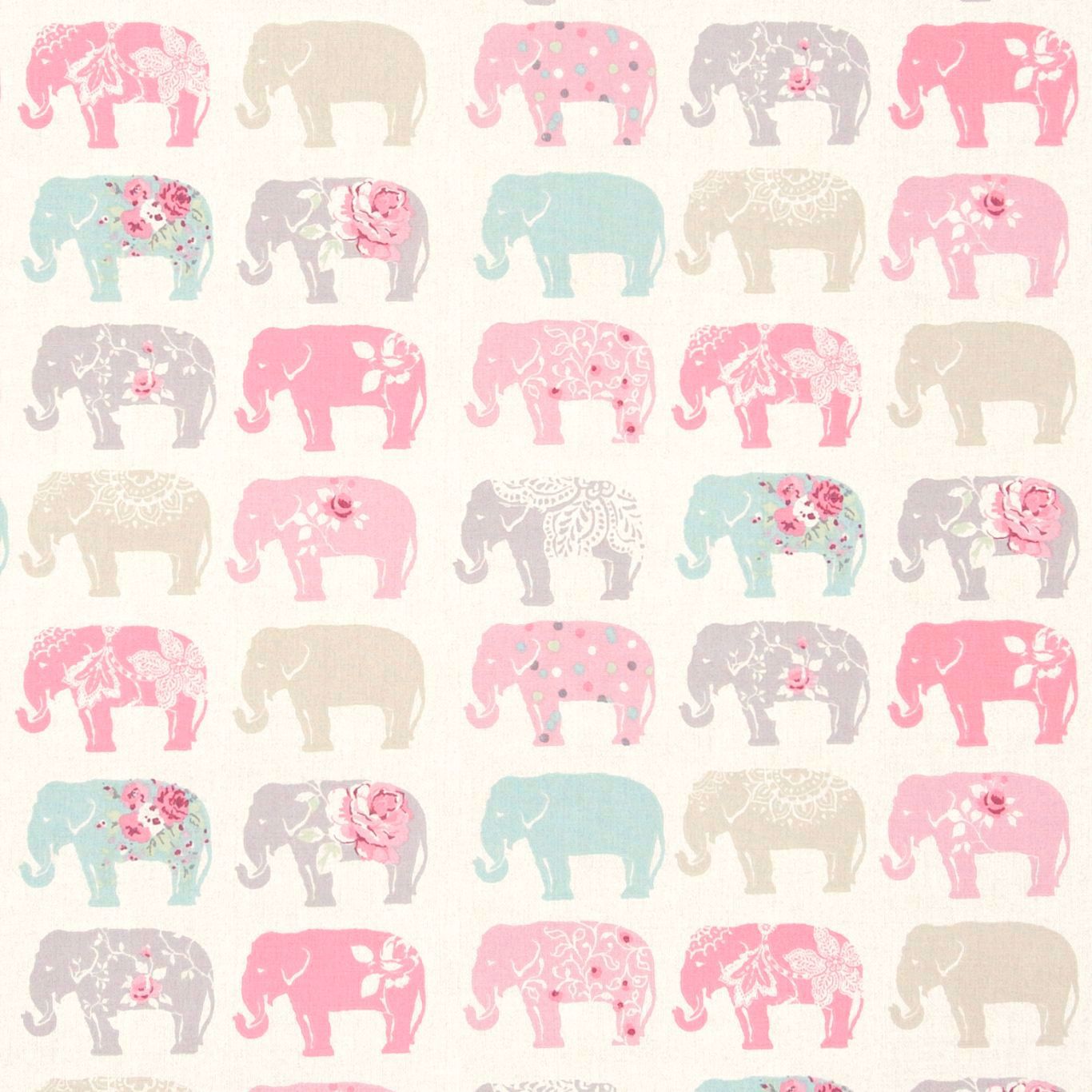 Elephants PVC Pastel Fabric by CNC