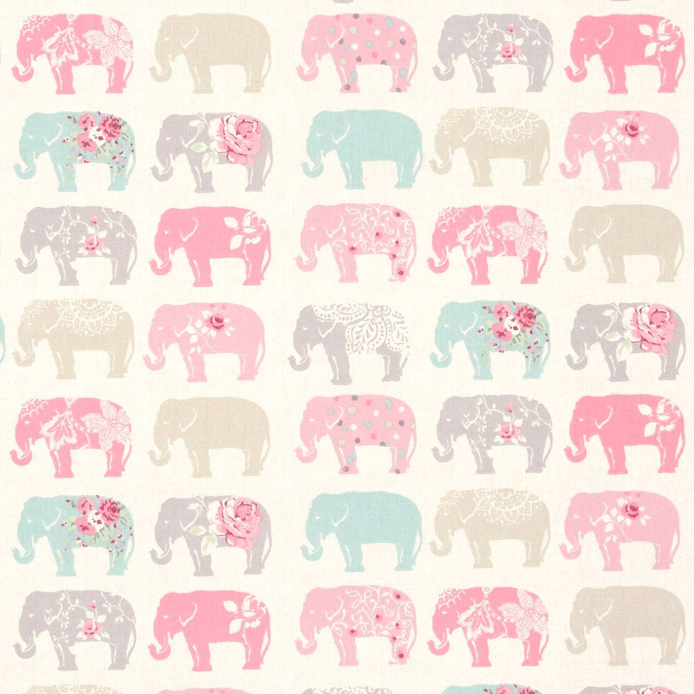 Elephants Pastel Fabric by CNC