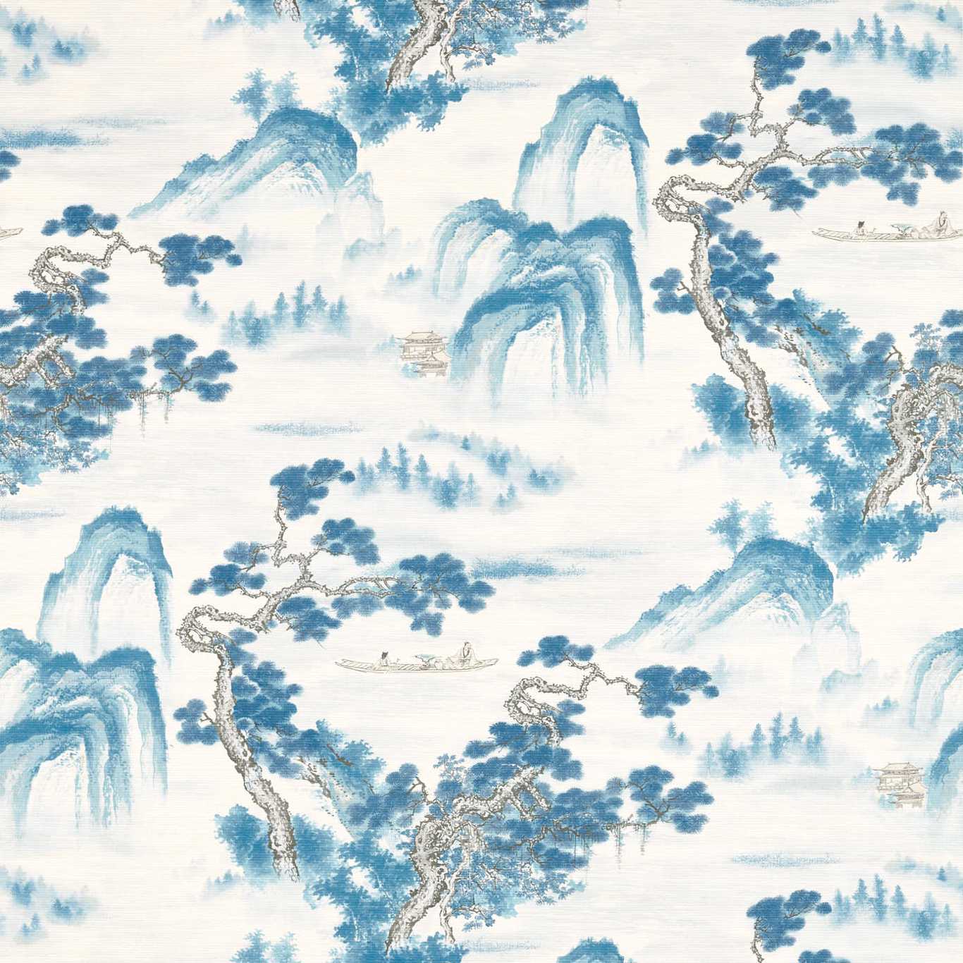 Floating Mountains (on Unique Ground) Indigo Wallpaper by ZOF